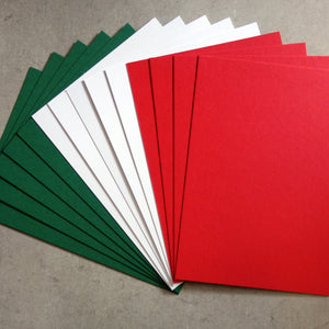 CARD A5 CHRISTMAS RED GREEN WHITE SMOOTH MATTE 30 SHEETS CARDMAKING