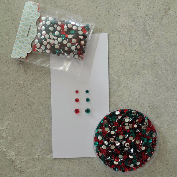 WATER DROPLETS CHRISTMAS RED & GREEN 3, 4 & 5MM DOME FLAT BASE EMBELLISHMENTS ACCENTS CARDMAKING
