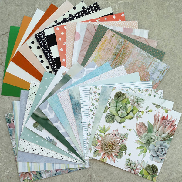 KAISERCRAFT GREENHOUSE SUCCULENTS BOTANICAL 6x6 CARD PAPER PACK 29 SHTS CARDMAKING