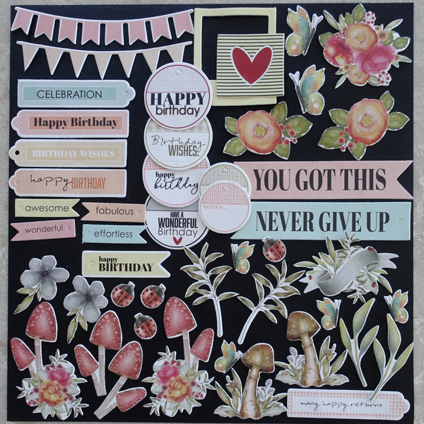UNIQUELY CREATIVE MIND OVER MATTER FLORAL CREATIVE CUTS COLLECTABLES DIE-CUTS 48 PIECES +FREE SENTIMENTS CARDMAKING UCP2273
