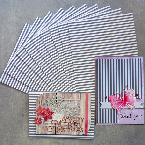 CARD A5 GREY AND WHITE STRIPE STRIPES SMOOTH FINISH 230 GSM 10 SHEETS
