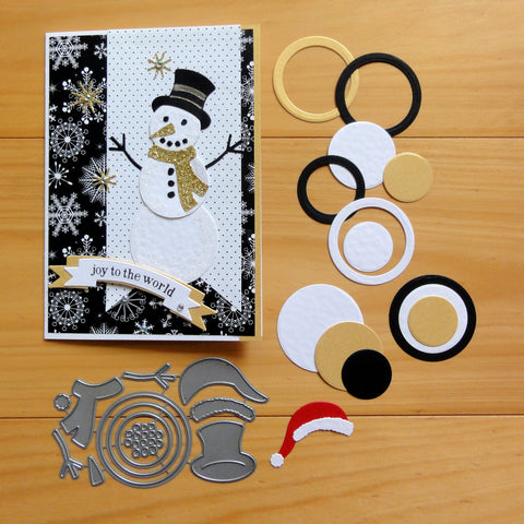 PRELOVED IMPRESSION OBSESSION SNOWMAN CHRISTMAS WINTER CIRCLES SET CUTTING DIE CARDMAKING