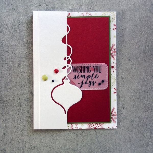 PRELOVED IMPRESSION OBSESSION "WISHING YOU SIMPLE JOYS" CHRISTMAS BIRTHDAY SENTIMENT CLING STAMP CARDMAKING