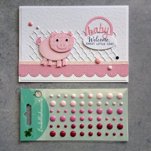 ENAMEL DOTS PINK CRIMSON RED 3 SHADES EMBELLISHMENTS ACCENTS SELF-ADHESIVE 54 PIECES CARDMAKING