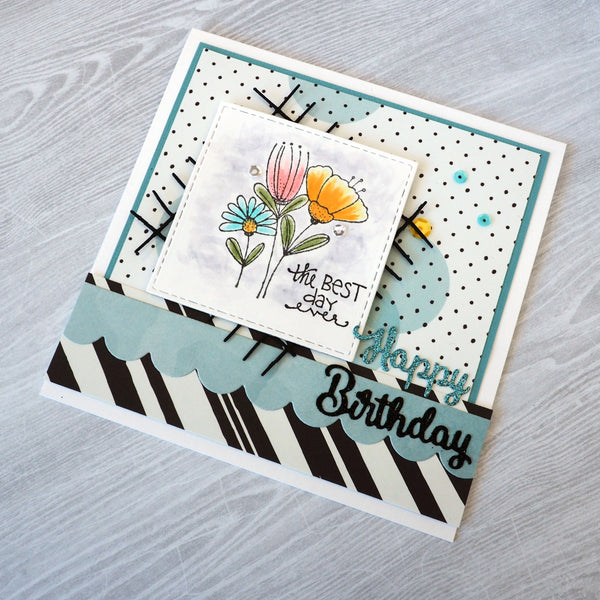 SIMPLE STORIES "HIGH STYLE" 6"x6" CARD PAPER PACK POLKADOT WATERCOLOUR 22 SHTS CARDMAKING