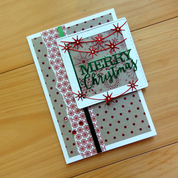CARD PAPER A5 PACK "SNOW KRAFT" RED WHITE GREEN CHRISTMAS CARDMAKING 22 SHEETS
